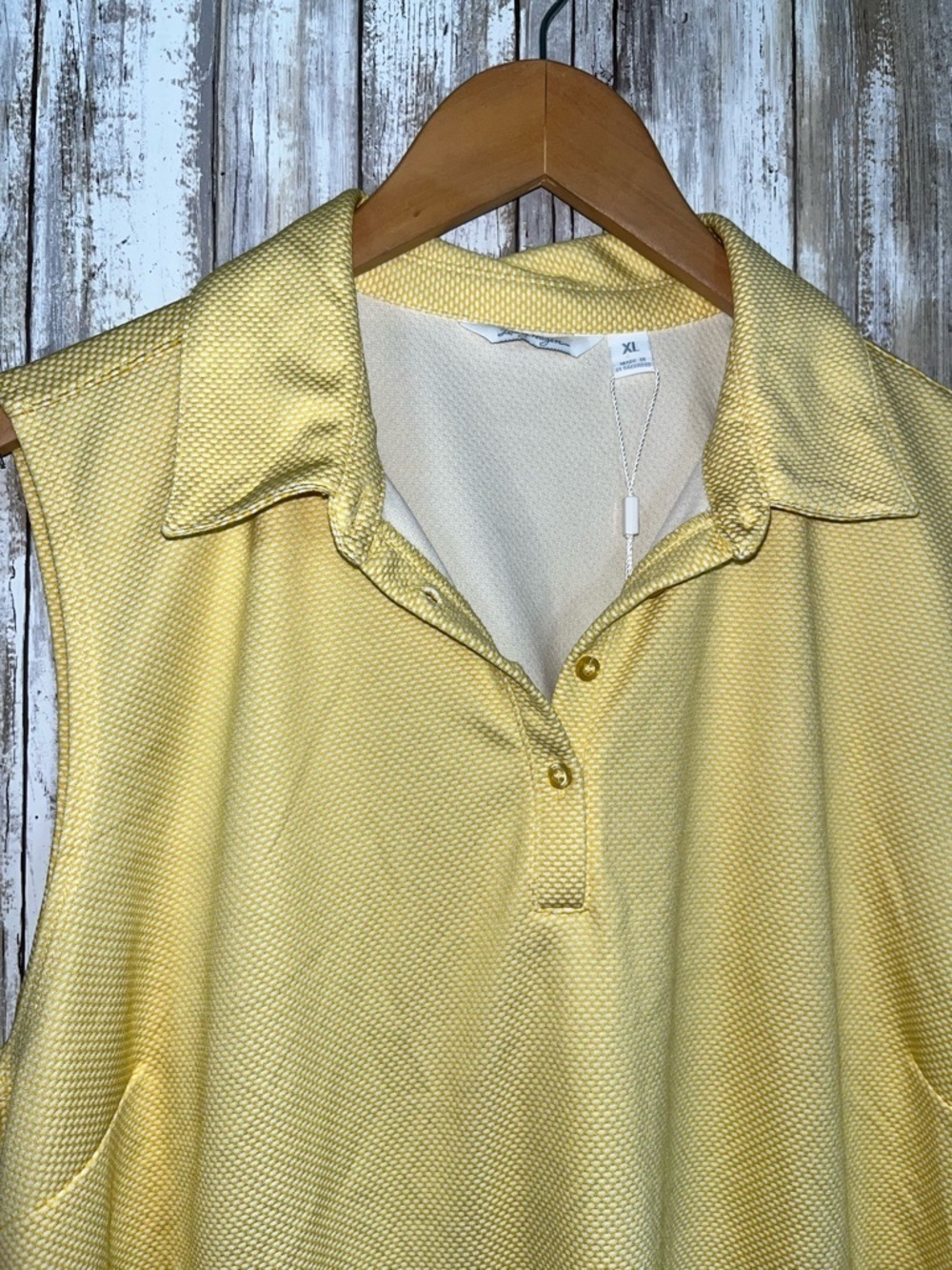 Lady Hagen Sleeveless Golf Polo Top XL Yellow Textured Athletic NWT - Picture 4 of 6
